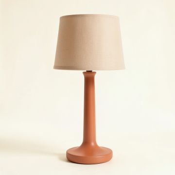 Field Dale Table Lamp With A Plain Fabric Shade - Terracotta (synthetic illustration; no displayed measurements)