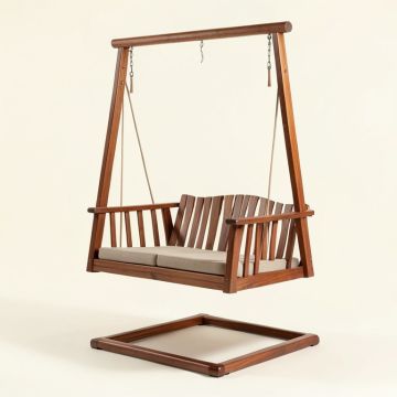 Fina Hardwood Hanging Porch Swing With Stand (synthetic illustration; no displayed measurements)
