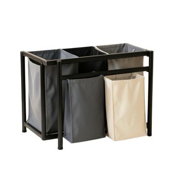 Sage Brook Laundry Sorting Station With Plain Removable Bags - Black