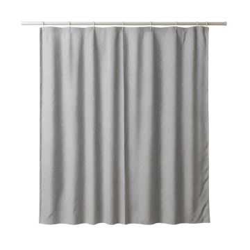 Maple Branch Shower Curtain Hanging Flat From A Plain Rod - Gray
