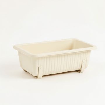 Clay Crest Empty Railing Planter With Integral Brackets - Cream (synthetic illustration; no displayed measurements)