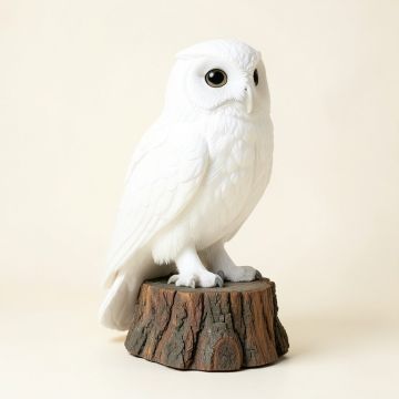 Snowy Owl On Stump Statue (synthetic illustration; no displayed measurements)