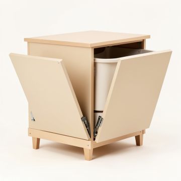 Glen Bend Freestanding Pull-Out Hamper Cabinet - Beige (synthetic illustration; no displayed measurements)