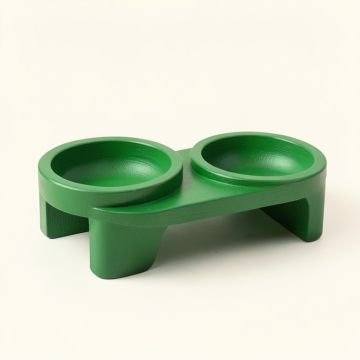 Wren Falls Pet Feeding Stand With Two Plain Empty Bowls - Green (synthetic illustration; no displayed measurements)