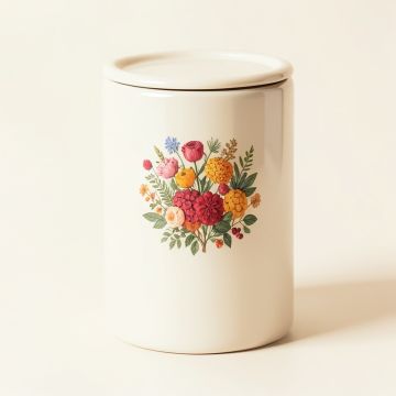 Rae Dunn Stem Print 3.5 Qt . Flour Canister (synthetic illustration; no displayed measurements)