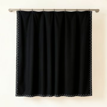 Wren Crossing Shower Curtain Hanging Flat From A Plain Rod - Black (synthetic illustration; no displayed measurements)