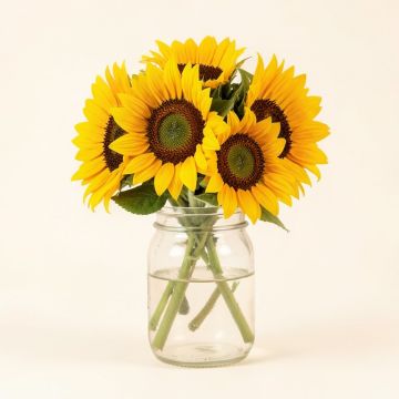 Sunflowers Floral Arrangement In Mason Jar (synthetic illustration; no displayed measurements)