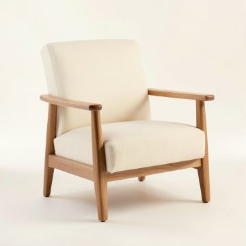 Hill Edge Upholstered Armchair - Cream (synthetic illustration; no displayed measurements)