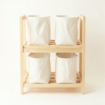 Aspen Branch Laundry Sorting Station With Plain Removable Bags - Ivory (synthetic illustration; no displayed measurements)