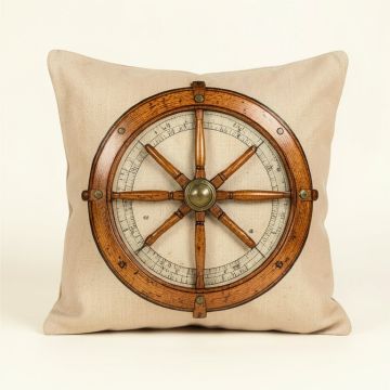 Andres Nautical Ships Wheel Indoor/Outdoor Lumbar Pillow (synthetic illustration; no displayed measurements)
