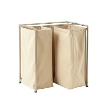 Oak Dale Laundry Sorting Station With Plain Removable Bags - Beige