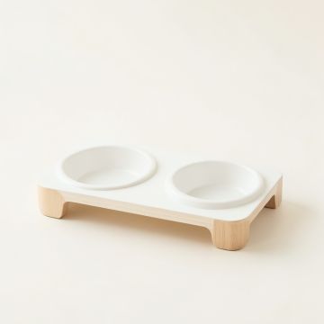 Moss Dell Pet Feeding Stand With Two Plain Empty Bowls - White (synthetic illustration; no displayed measurements)