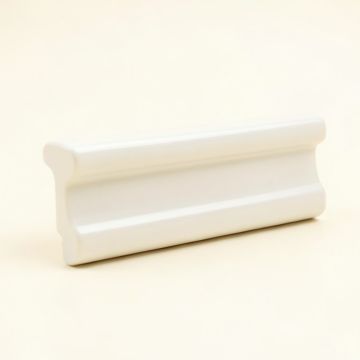 Blanque 7.9 '' X 1.3 '' Glossy Ceramic Mudcap Tile Trim In Brillo Zen White (synthetic illustration; no displayed measurements)