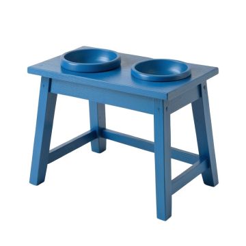 Linden Field Pet Feeding Stand With Two Plain Empty Bowls - Blue