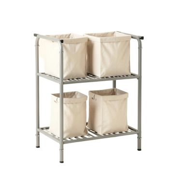 Linden Bridge Laundry Sorting Station With Plain Removable Bags - Gray