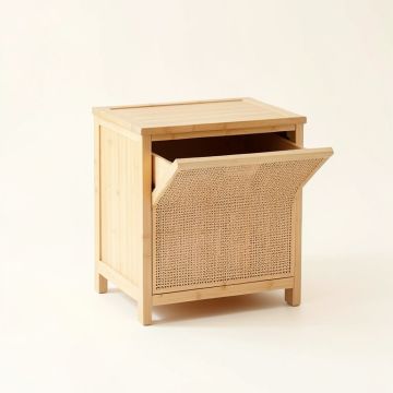 Cedar Branch Freestanding Pull-Out Hamper Cabinet - Beige (synthetic illustration; no displayed measurements)