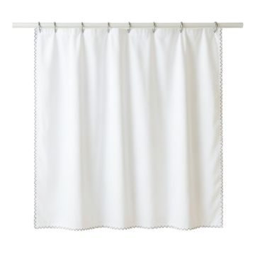 Stone Dale Shower Curtain Hanging Flat From A Plain Rod - White
