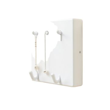 White Jewelry Organizer From Wooden Wall Mounted Holder For Earrings/Necklaces/Bracelets/Accessories