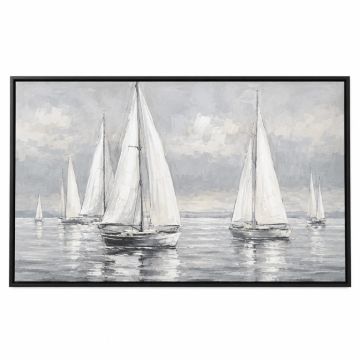 White Painted Sailboats - Print On Canvas