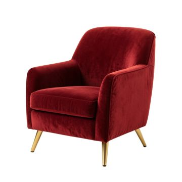 Modern Soft Velvet Material Red Ergonomics Accent Chair