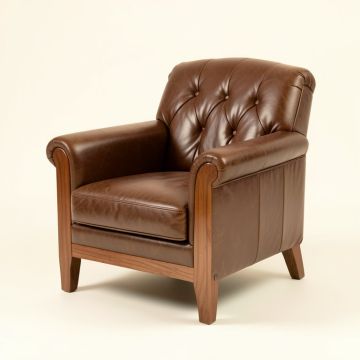 Dourney 44.63 '' Wide Tufted Leather Match Armchair (synthetic illustration; no displayed measurements)