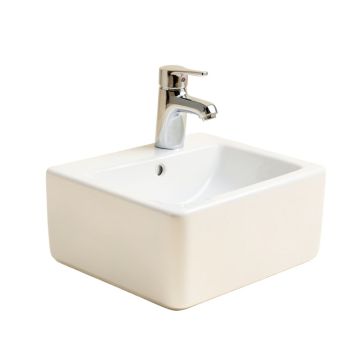 White Ceramic Rectangle Vessel Bathroom Sink With Faucet