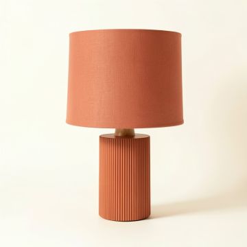 Aspen Dale Table Lamp With A Plain Fabric Shade - Terracotta (synthetic illustration; no displayed measurements)