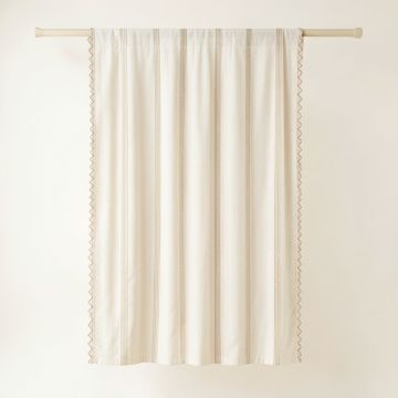 Cliff Falls Shower Curtain Hanging Flat From A Plain Rod - Ivory (synthetic illustration; no displayed measurements)