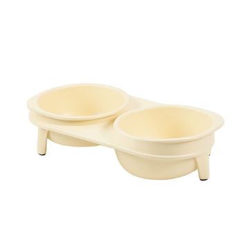 Hazel Crest Pet Feeding Stand With Two Plain Empty Bowls - Cream