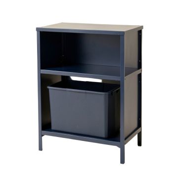 Sage Bend Freestanding Pull-Out Hamper Cabinet - Navy