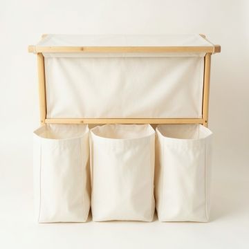 Rowan Crest Laundry Sorting Station With Plain Removable Bags - Ivory (synthetic illustration; no displayed measurements)