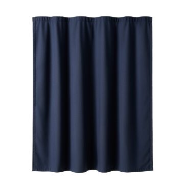 Oak Crossing Shower Curtain Hanging Flat From A Plain Rod - Navy