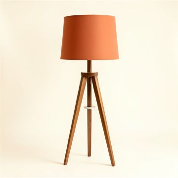 Holly Branch Floor Lamp With A Plain Fabric Shade - Terracotta (synthetic illustration; no displayed measurements)