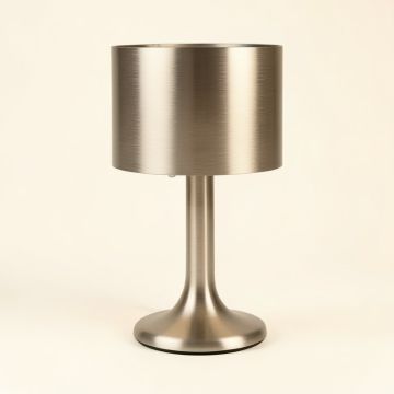 Zainab 19.5 '' Brushed Steel Table Lamp With Outlet (synthetic illustration; no displayed measurements)