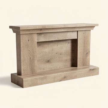 Sandblasted Faux Wood Fireplace Mantel (synthetic illustration; no displayed measurements)