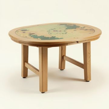 72 '' Oak Deluxe Oval Puzzle Table (synthetic illustration; no displayed measurements)