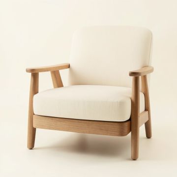 Reed Edge Upholstered Armchair - Ivory (synthetic illustration; no displayed measurements)