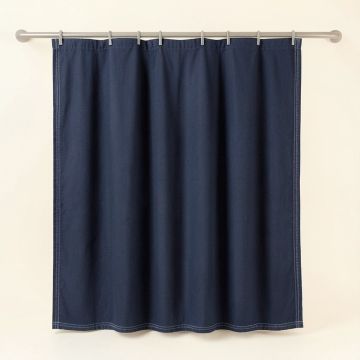 Cliff Canyon Shower Curtain Hanging Flat From A Plain Rod - Navy (synthetic illustration; no displayed measurements)