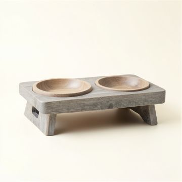 Spruce Canyon Pet Feeding Stand With Two Plain Empty Bowls - Gray (synthetic illustration; no displayed measurements)