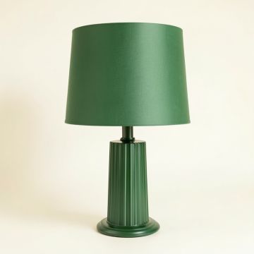 Wren Crest Table Lamp With A Plain Fabric Shade - Green (synthetic illustration; no displayed measurements)