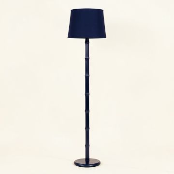 Oak Brook Floor Lamp With A Plain Fabric Shade - Navy (synthetic illustration; no displayed measurements)