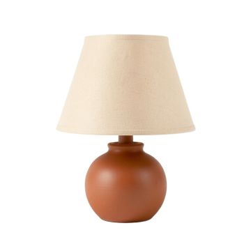 Stone Bend Table Lamp With A Plain Fabric Shade - Terracotta (synthetic illustration; no displayed measurements)
