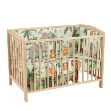 Jungle Fun Elephant Lion And Monkey Baby Nursery 3 Piece Crib Bedding Set