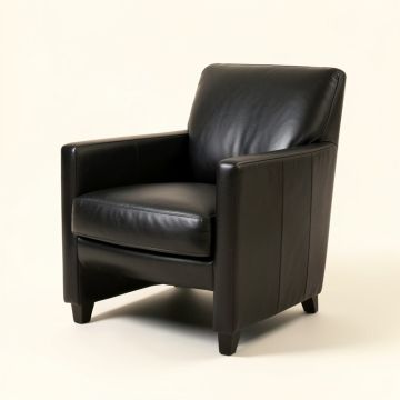 Ersula Leather Upholstered Dining Chair In Black (synthetic illustration; no displayed measurements)