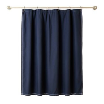 Briar Crossing Shower Curtain Hanging Flat From A Plain Rod - Navy