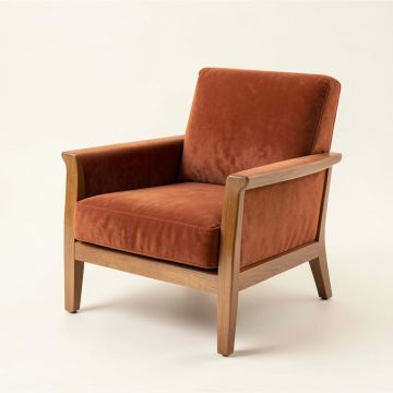 Spruce Branch Upholstered Armchair - Terracotta (synthetic illustration; no displayed measurements)