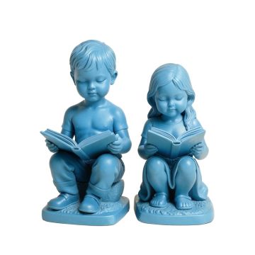 Braylen A Boy And A Girl Reading A Book 2 Piece Statue Set