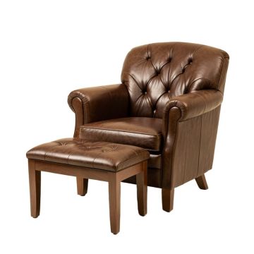 Scorpio 27.4 '' Wide Tufted Leather Match Armchair And Ottoman