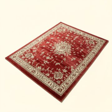Angenetta Power Loom Red/Khaki Rug (synthetic illustration; no displayed measurements)