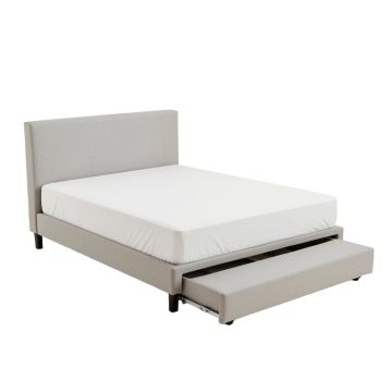 Twin Size Platform Bed With Adjustable Trundle And Headboard (synthetic illustration; no displayed measurements)